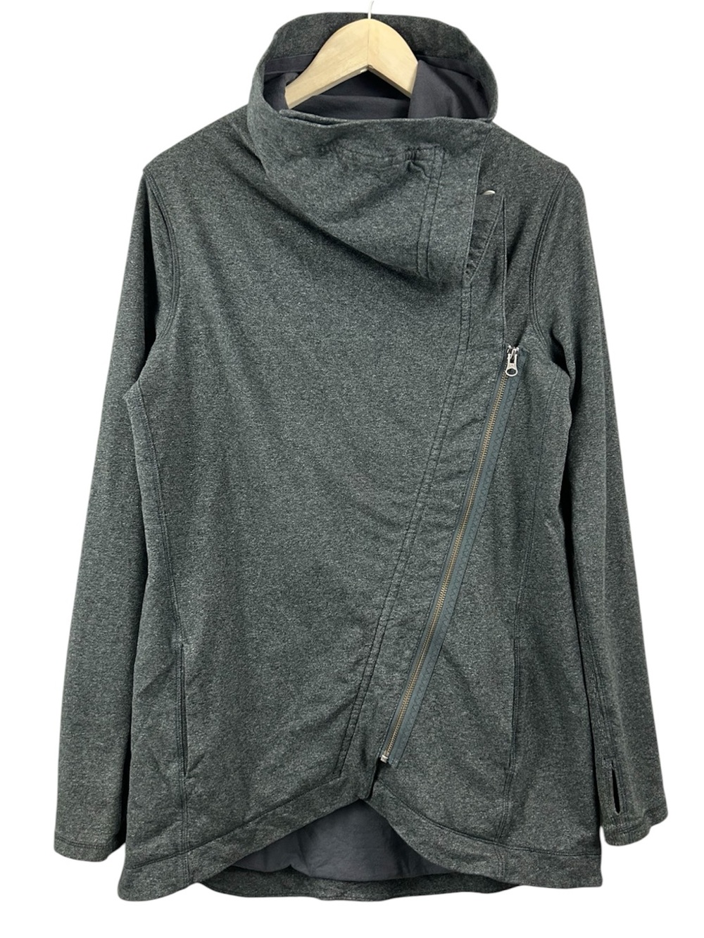 Lululemon Method Wrap Asymmetrical Zip Sweater Jacket Grey Size 8